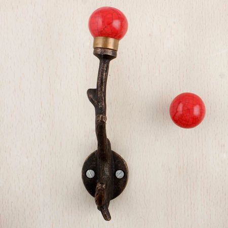 Solid Red Crackle Tree Hooks-EHG-85